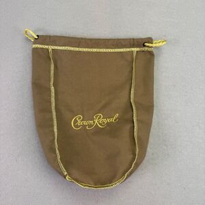 Crown Royal 2 Avail. Collectible Brown Drawstring Bag Gold Trim 750mL‎ Standard